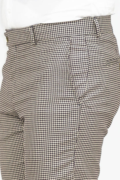 KOALA SYDNEY Houndstooth Patterned Light Brown Men Pants