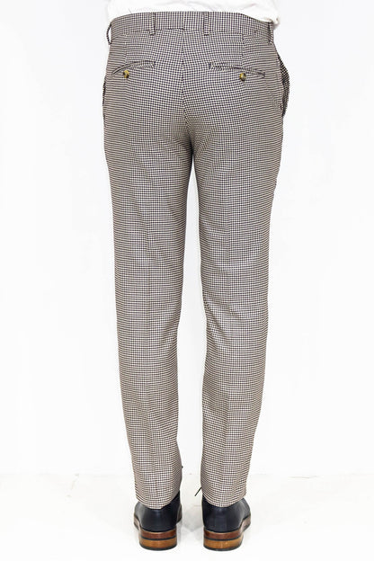 KOALA SYDNEY Houndstooth Patterned Light Brown Men Pants