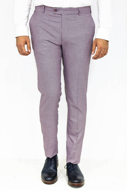 KOALA SYDNEY Houndstooth Patterned Light Purple Men Pants