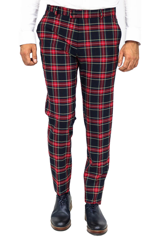 KOALA SYDNEY Slim Fit Plaid Men Navy Blue Pants
