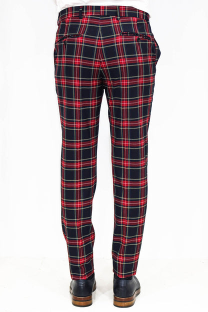 KOALA SYDNEY Slim Fit Plaid Men Navy Blue Pants