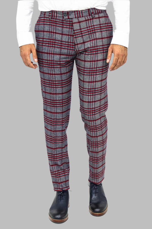 KOALA SYDNEY Plaid Slim Fit Navy Blue Men Pants