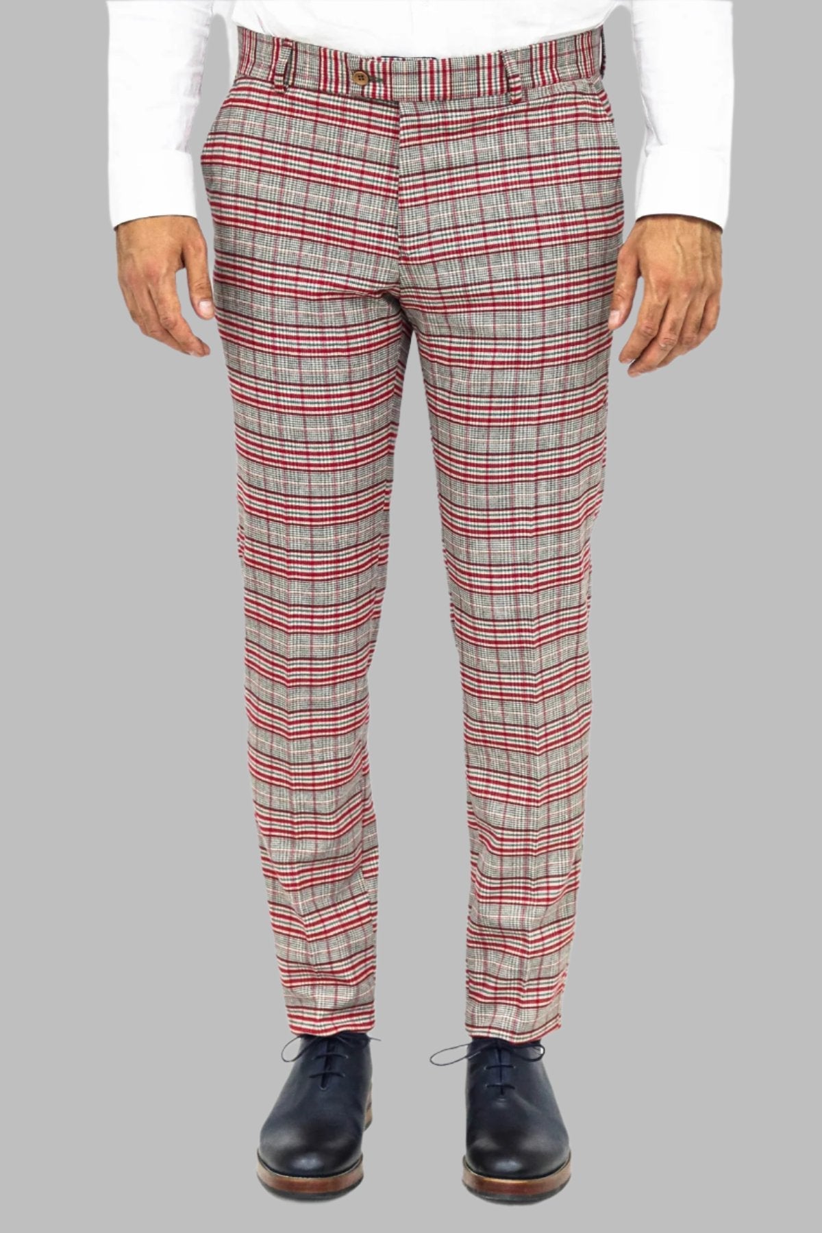 KOALA SYDNEY Slim Fit Plaid Grey Men Pants