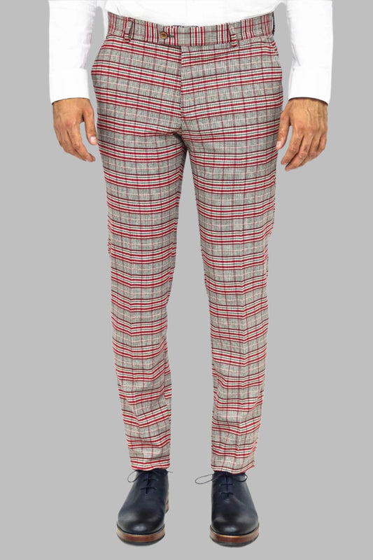 KOALA SYDNEY Slim Fit Plaid Grey Men Pants