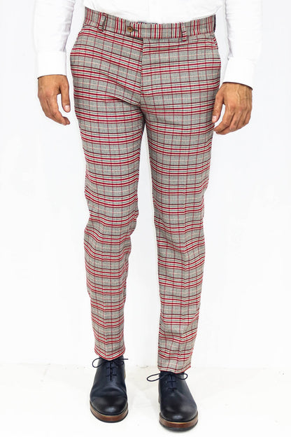 KOALA SYDNEY Slim Fit Plaid Grey Men Pants