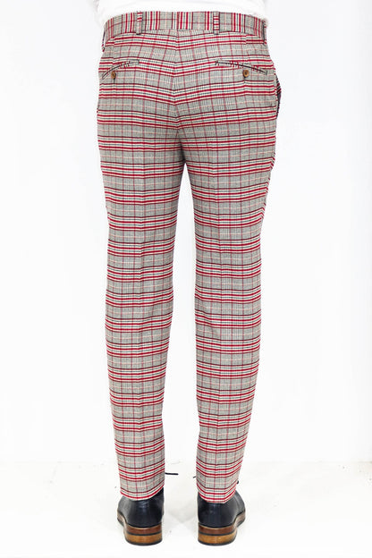 KOALA SYDNEY Slim Fit Plaid Grey Men Pants