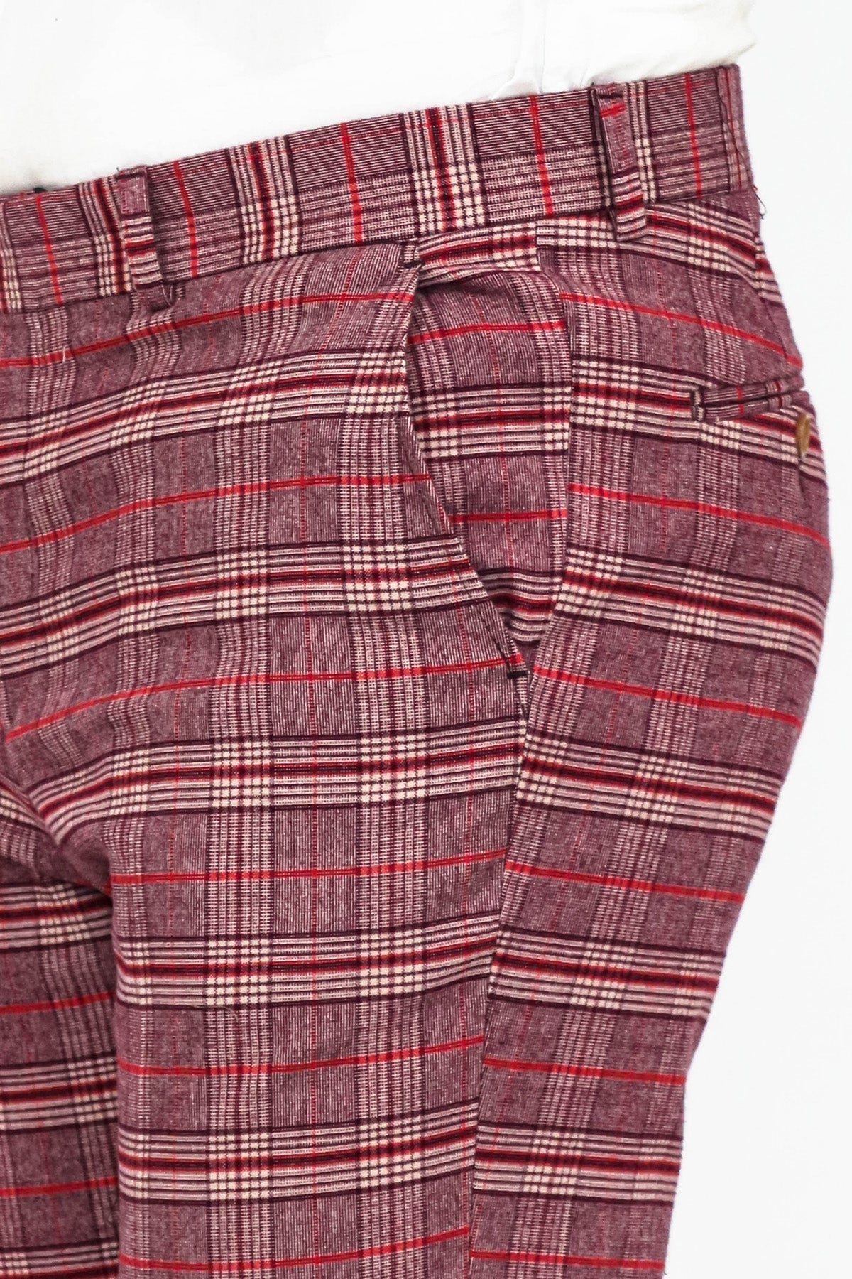 KOALA SYDNEY Plaid Slim Fit Burgundy Men Pants