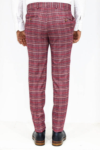 KOALA SYDNEY Plaid Slim Fit Burgundy Men Pants