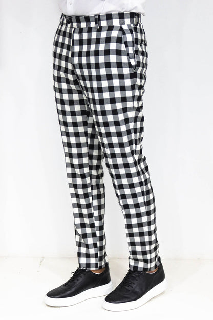 KOALA SYDNEY Slim Fit Checked Black Men Pants