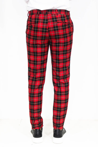 KOALA SYDNEY Slim Fit Checked Burgundy Men Pants