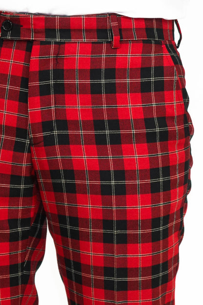 KOALA SYDNEY Slim Fit Checked Burgundy Men Pants