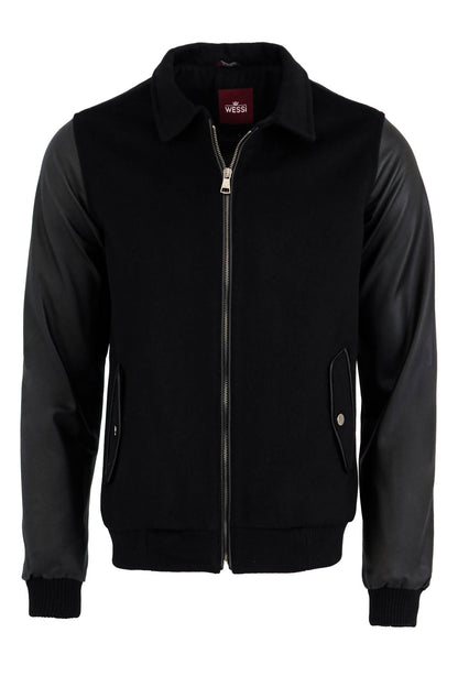 Leather Sleeve Black Cachet Coat