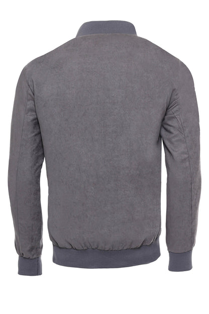 KOALA SYDNEY Grey Patch Pockets Suede Bomber Coat