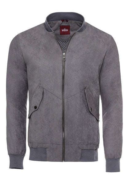 KOALA SYDNEY Grey Patch Pockets Suede Bomber Coat