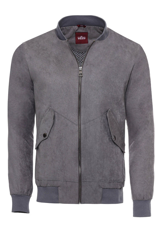 KOALA SYDNEY Grey Patch Pockets Suede Bomber Coat