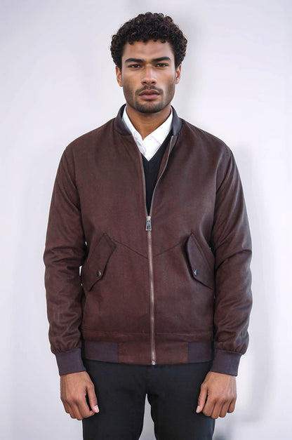 KOALA SYDNEY Flap Pockets Suede Brown Men Bomber Coat