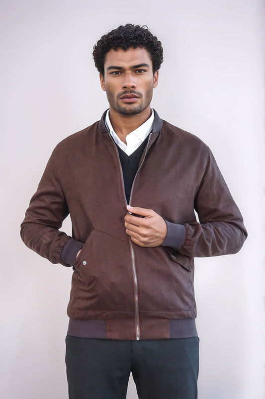 KOALA SYDNEY Flap Pockets Suede Brown Men Bomber Coat