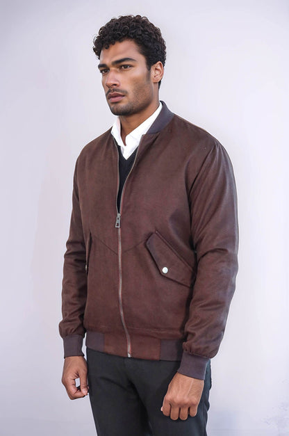KOALA SYDNEY Flap Pockets Suede Brown Men Bomber Coat