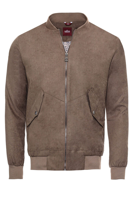 KOALA SYDNEY Flap Pockets Suede Light Brown Men Bomber Coat