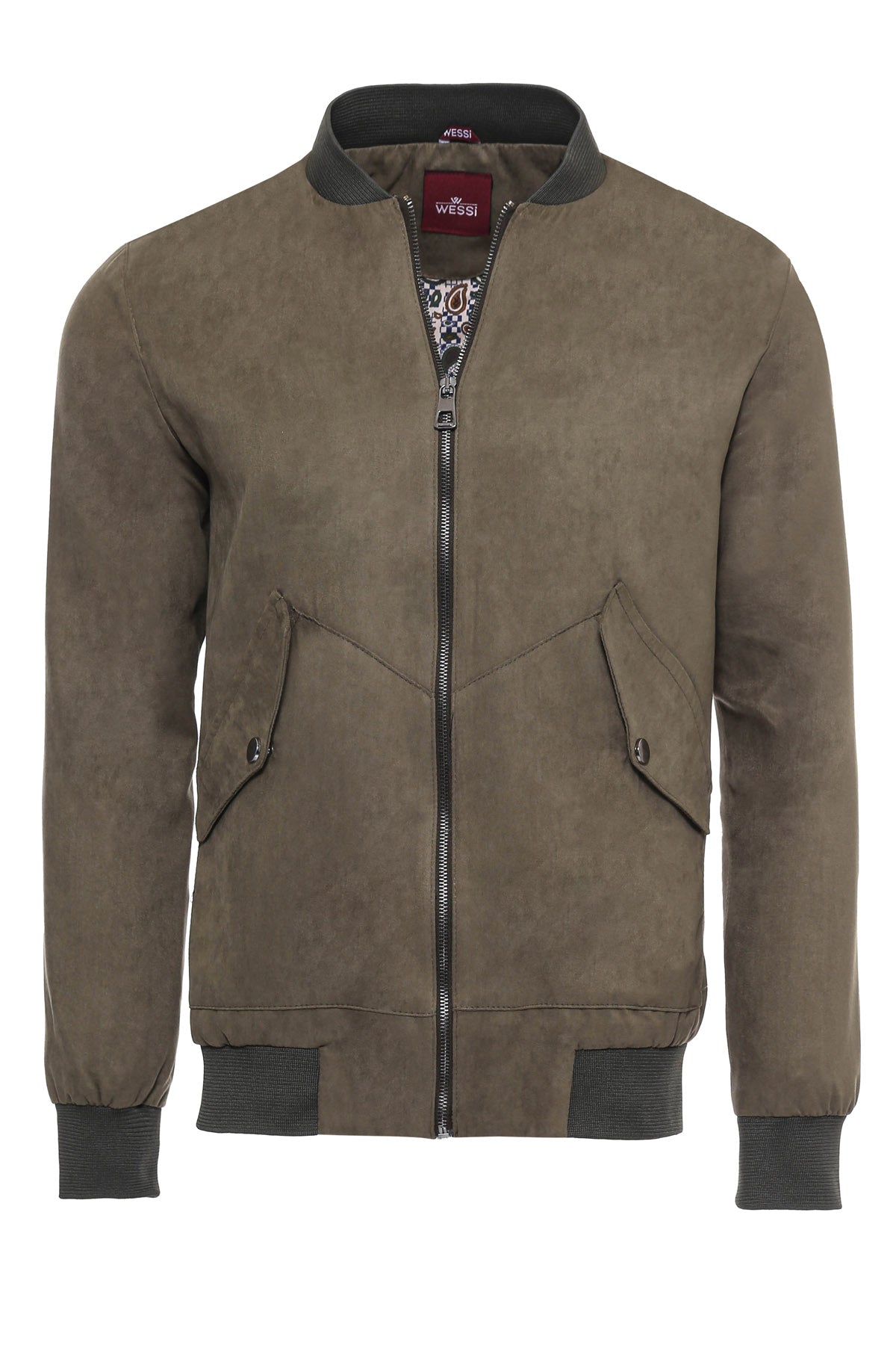 KOALA SYDNEY  Flap Pockets Suede Khaki Men Bomber Coat -