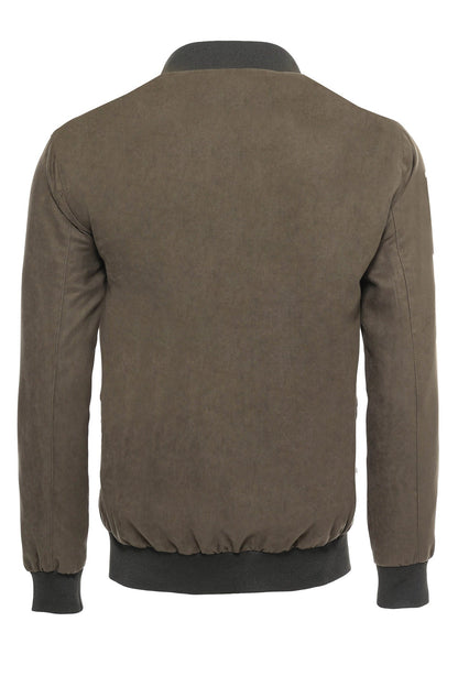 KOALA SYDNEY Flap Pockets Suede Khaki Men Bomber Coat