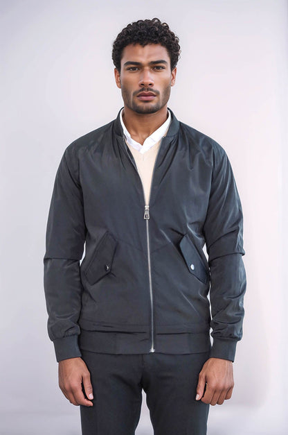 KOALA SYDNEY Flap Pockets Zippered Black Men Bomber Coat