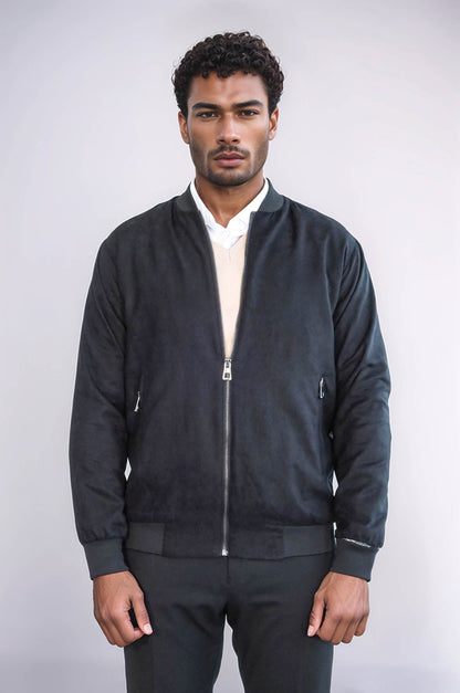 KOALA SYDNEY  Plain Zippered Pockets Black Men Bomber Coat