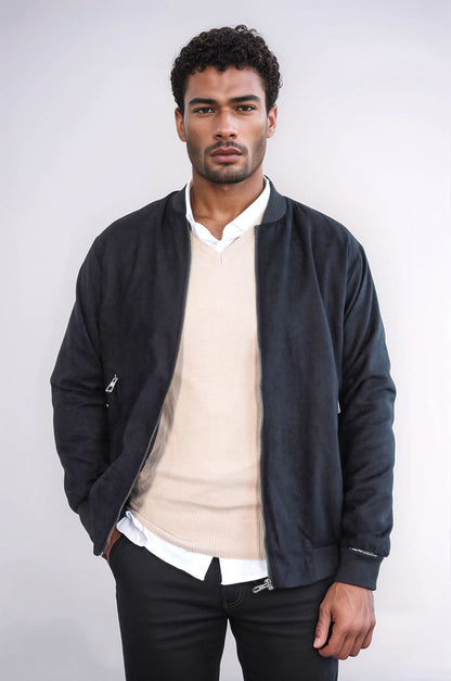 KOALA SYDNEY  Plain Zippered Pockets Black Men Bomber Coat