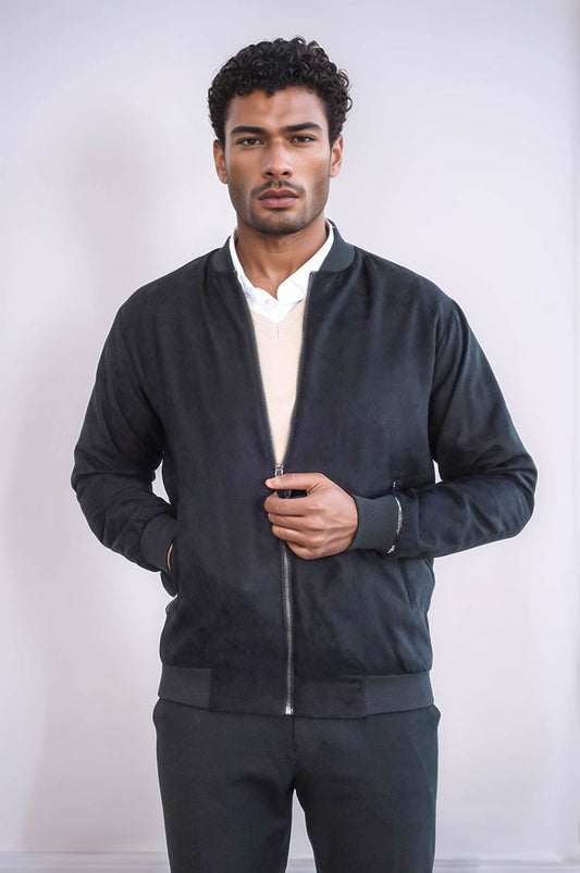 KOALA SYDNEY  Plain Zippered Pockets Black Men Bomber Coat