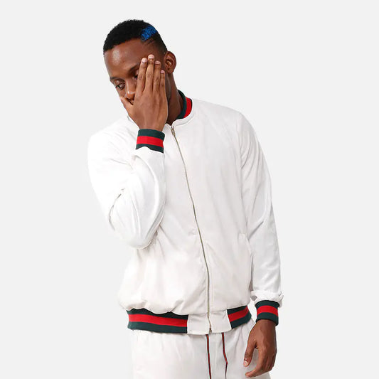 Classic White Pilot Baseball Jacket