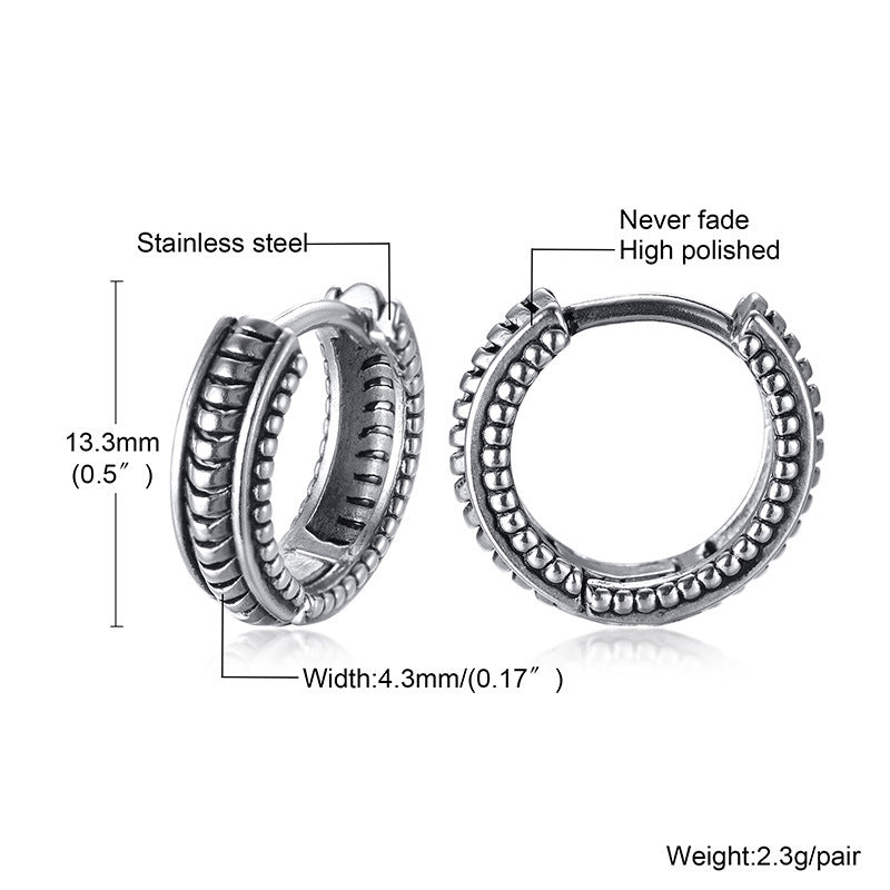 KOALA SYDNEY  Men's Retro Titanium Steel Earrings