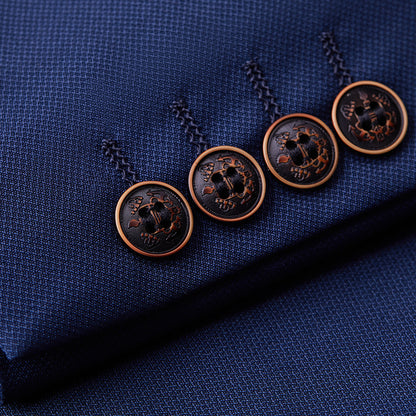KOALA SYDNEY Men's British Korean Slim Fit Dark Blue Casual 3 Piece Suits