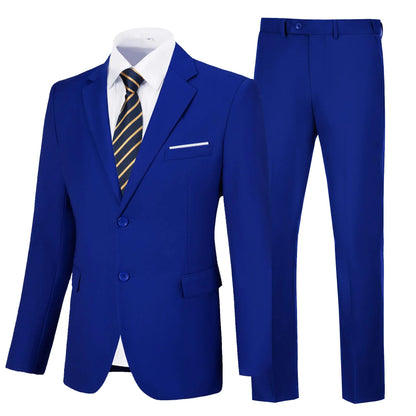 Amyox Men’s Slim Fit 2-Piece Royal Blue Suit