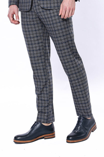 KOALA SYDNEY  Checked Dark Grey-Navy Blue Men Pants -