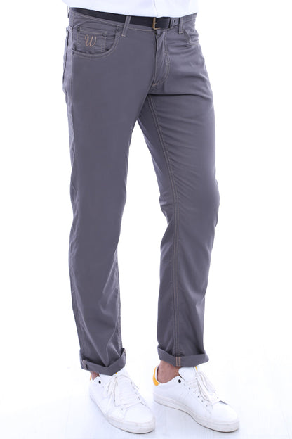 Gabardin Grey Men Pants