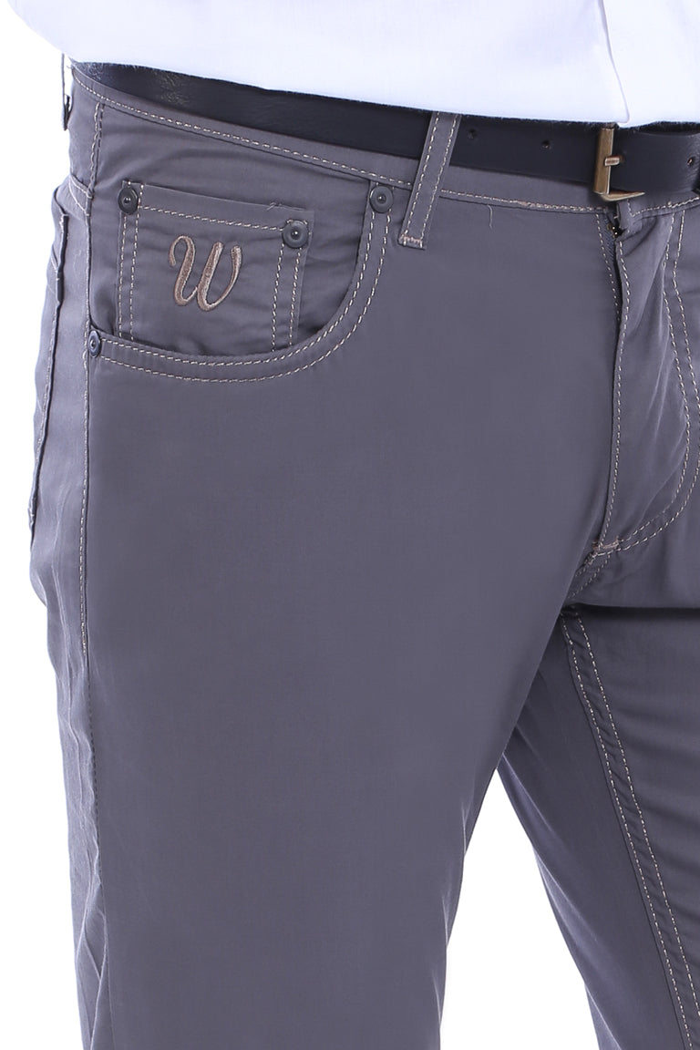 Gabardin Grey Men Pants