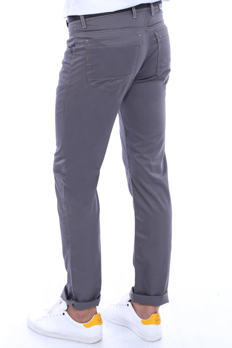 Gabardin Grey Men Pants