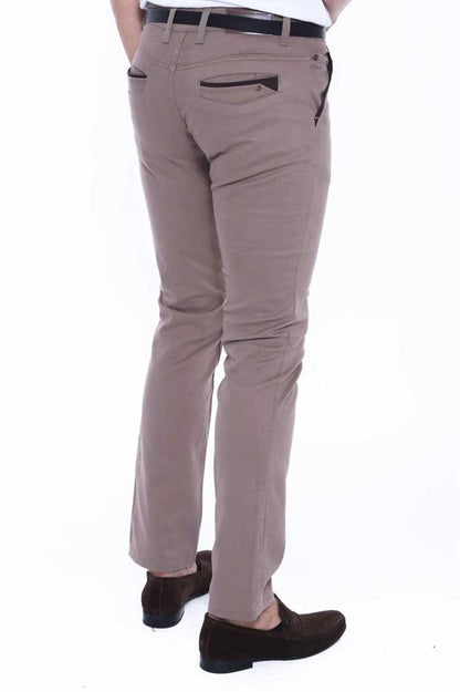 Gabardin Beige Men Pants