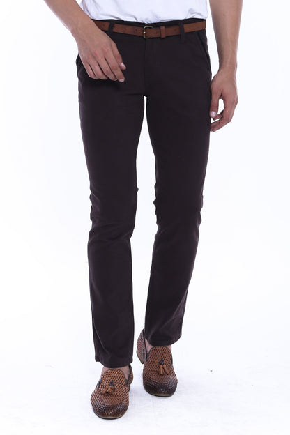 Gabardin Brown Men Pants