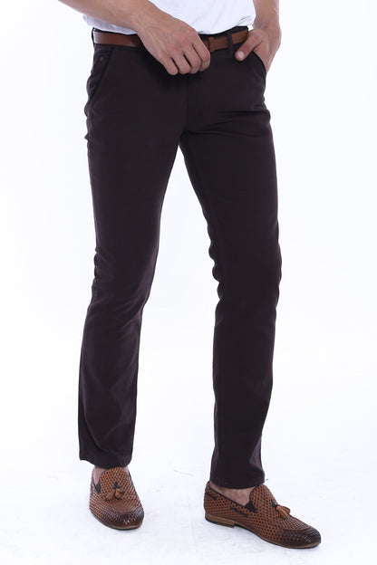 Gabardin Brown Men Pants