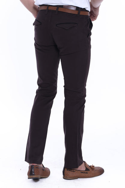Gabardin Brown Men Pants