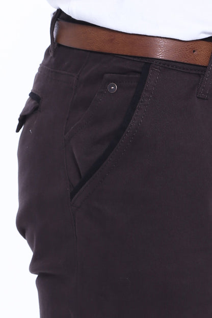 Gabardin Brown Men Pants