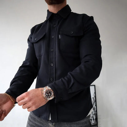 KOALA SYDNEY  Koala Sydney Casual Long-Sleeved Shirt Jacket Men'S Autumn And Winter New American Street Fashion Solid Color Workwear Men'S Shirt