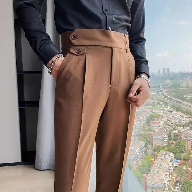 Italian Naples High-Waist Trousers for Men