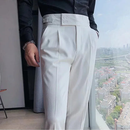 Italian Naples High-Waist Trousers for Men