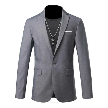 High-End Boutique Men's Blazer Solid Color