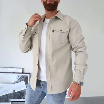 KOALA SYDNEY  Koala Sydney Casual Long-Sleeved Shirt Jacket Men'S Autumn And Winter New American Street Fashion Solid Color Workwear Men'S Shirt