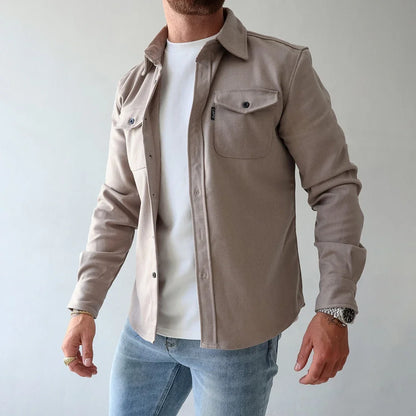 KOALA SYDNEY  Koala Sydney Casual Long-Sleeved Shirt Jacket Men'S Autumn And Winter New American Street Fashion Solid Color Workwear Men'S Shirt