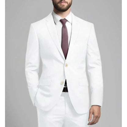 Casual Slim Fit Blazer & Pants Set with Notch Lapel, Single-Breasted Design
