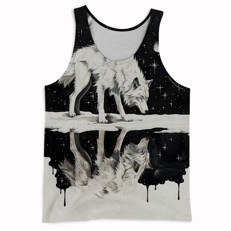 3D Wolf Graphic Tank Tops for Men